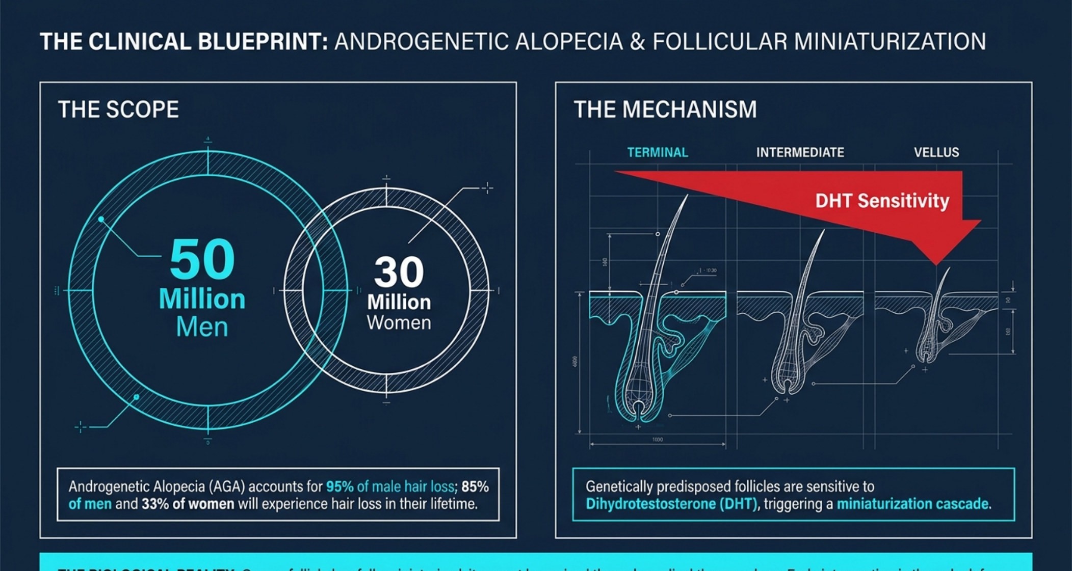 Follicular miniaturization in androgenetic alopecia: terminal, intermediate and vellus follicle states
